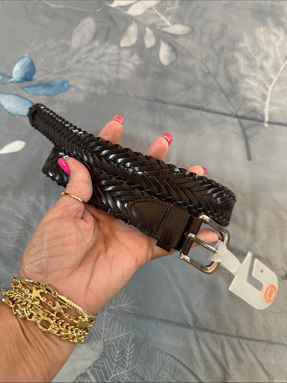 NWT Wonder Nation kids Woven Leather Like Belt in Dark Brown Sz S 🤎 - Picture 9 of 9